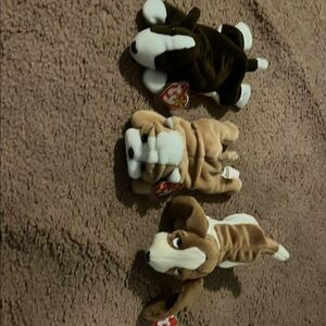 TY Beanie Babies Dog Plush Set - Brown and White